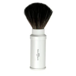 Edwin Jagger Silver Travel Shaving Brush (Black Synthetic)