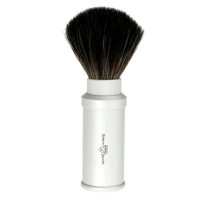 Edwin Jagger Silver Travel Shaving Brush (Black Synthetic) 1 Edwin Jagger Silver Travel Shaving Brush (Black Synthetic)