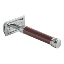 Edwin Jagger DE812 Burgundy DE Safety Razor (Closed Comb) 10 Edwin Jagger DE812 Burgundy DE Safety Razor (Closed Comb) -Shaving Supply Store de812bl slant side back left
