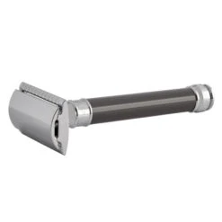 Edwin Jagger DE85 Grey DE Safety Razor (Closed Comb) -Shaving Supply Store de85bl slant side front left