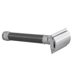 Edwin Jagger DE85 Grey DE Safety Razor (Closed Comb) -Shaving Supply Store de85bl slant side front right