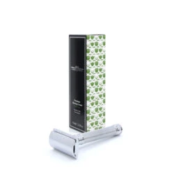 Edwin Jagger Chrome Knurled DE89KN Safety Razor With Aloe Vera Shaving Cream Tube