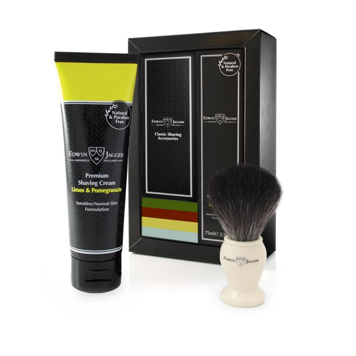 Edwin Jagger Imitation Ivory Synthetic Brush Gift Set (Limes & Pomegranate) 1 Edwin Jagger Imitation Ivory Synthetic Brush Gift Set (Limes & Pomegranate)