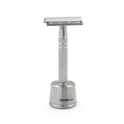 Feather All Stainless AS-D2 DE Razor And Stand -Shaving Supply Store feather razor set image 2 1000x1000