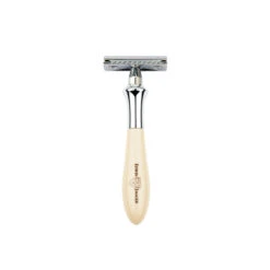 Edwin Jagger Plaza Imitation Ivory DE Razor + Free Feather Blades