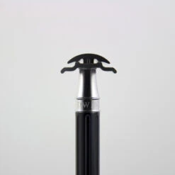 Edwin Jagger 3ONE6 Stainless Steel Anodised Black DE Safety Razor -Shaving Supply Store ss close up head mugshot bk