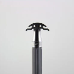 Edwin Jagger 3ONE6 Stainless Steel Anodised Gunmetal DE Safety Razor -Shaving Supply Store ss close up head mugshot g