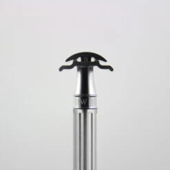 Edwin Jagger 3ONE6 Stainless Steel Anodised Silver DE Safety Razor -Shaving Supply Store ss close up head mugshot s