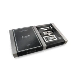 Edwin Jagger 3ONE6 Stainless Steel Anodised Black DE Safety Razor -Shaving Supply Store ss packaging fully open black