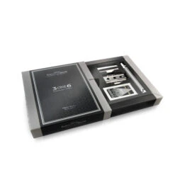 Edwin Jagger 3ONE6 Stainless Steel Knurled DE Safety Razor -Shaving Supply Store ss packaging fully open knurled