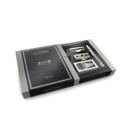 Edwin Jagger 3ONE6 Stainless Steel Anodised Silver DE Safety Razor -Shaving Supply Store ss packaging fully open silver