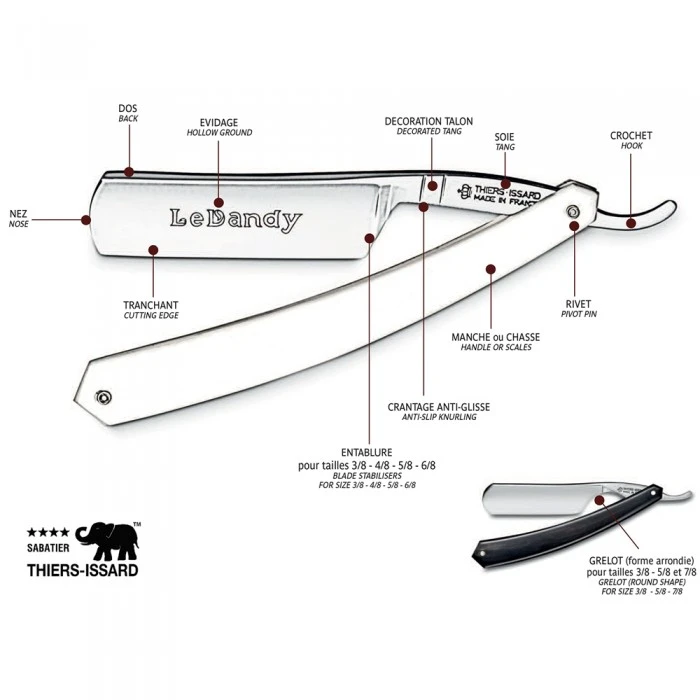 Thiers Issard Luxury Singing Hollowed 'Spartacus' Ebony 7/8 Straight Razor 2 Thiers Issard Luxury Singing Hollowed 'Spartacus' Ebony 7/8 Straight Razor - Image 2